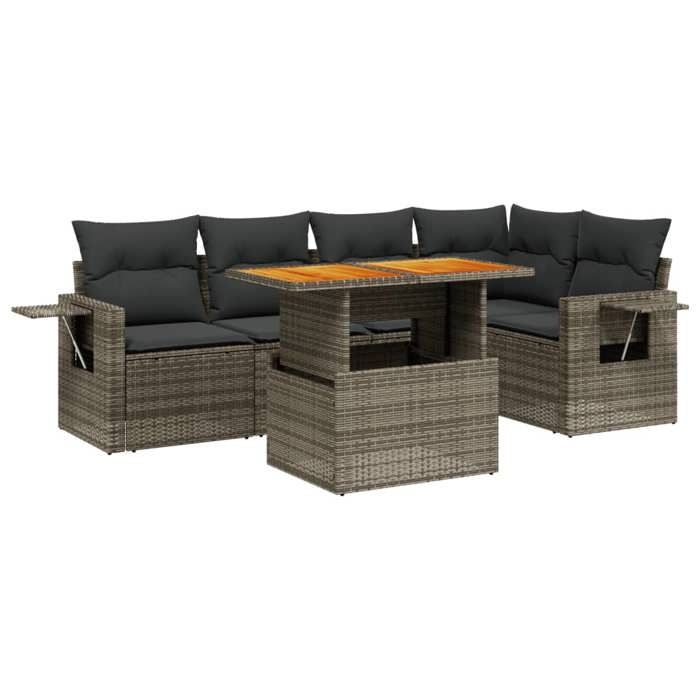 VidaXL Garden Lounge Set with Cushions 6 Pcs, Patio Sofas, Patio Furniture Set, Outdoor Furniture, Grey 3271746