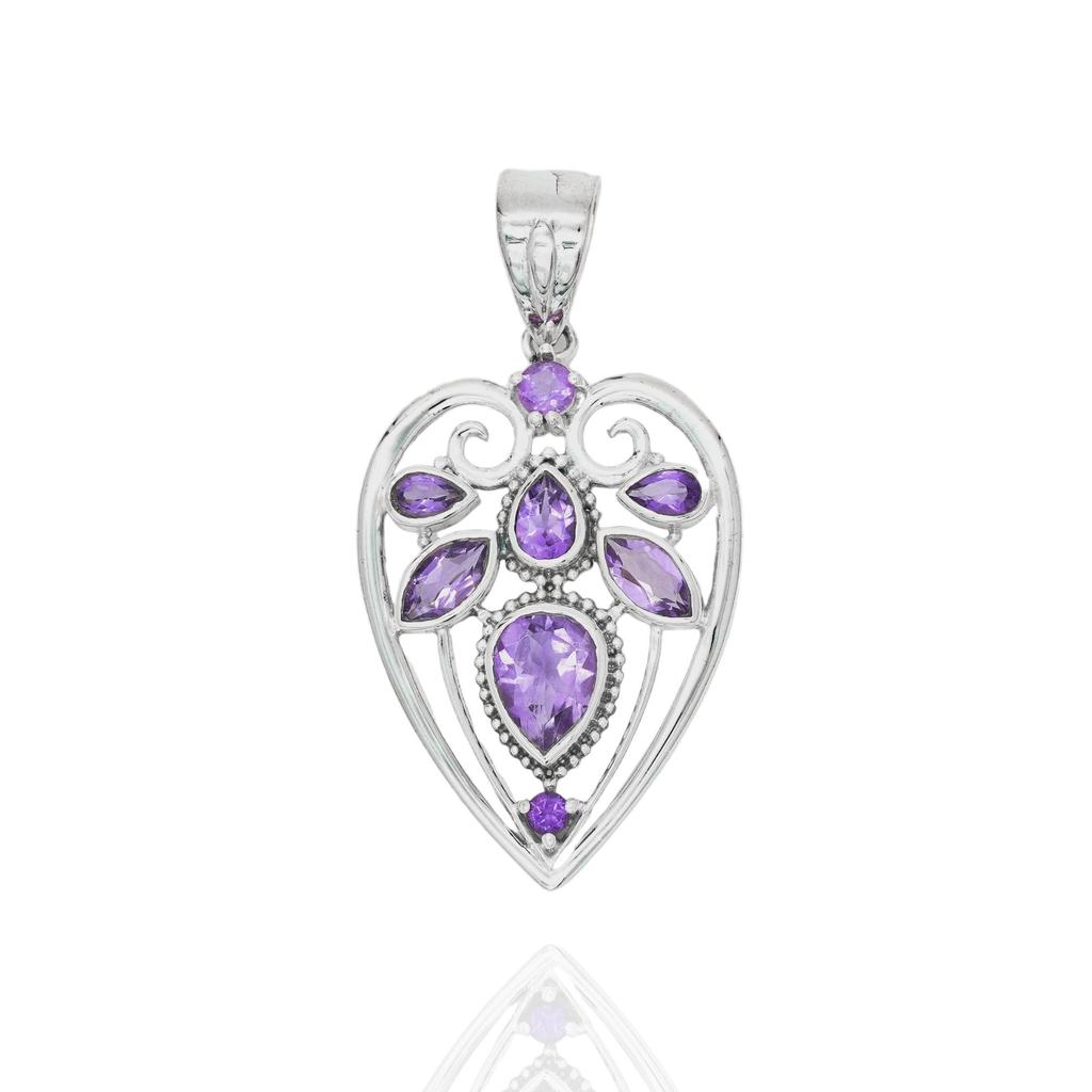 925 silver amethyst pendant for her