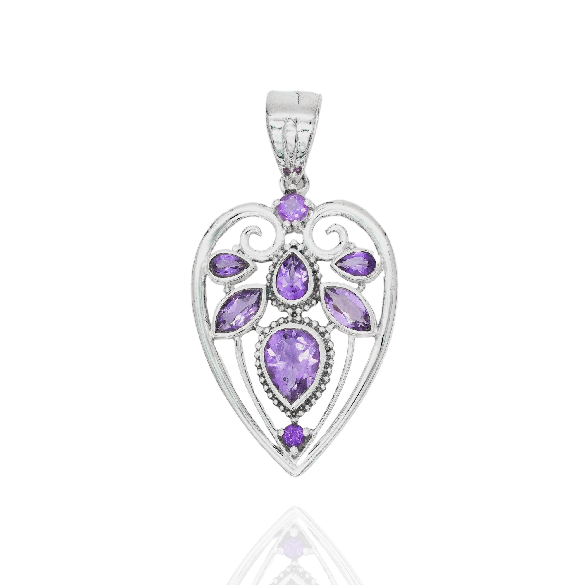 

925 silver amethyst pendant for her фіолетовий