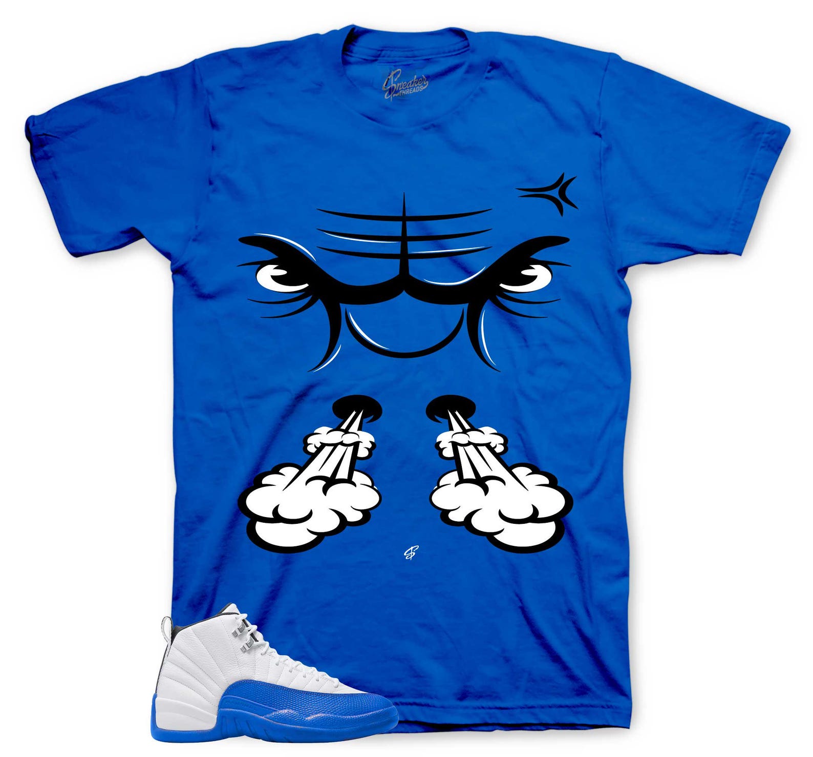 Shirts To Match Retro 12 Blueberry AJ12 Game Royal - Raging Face Sneaker Tee 2XL