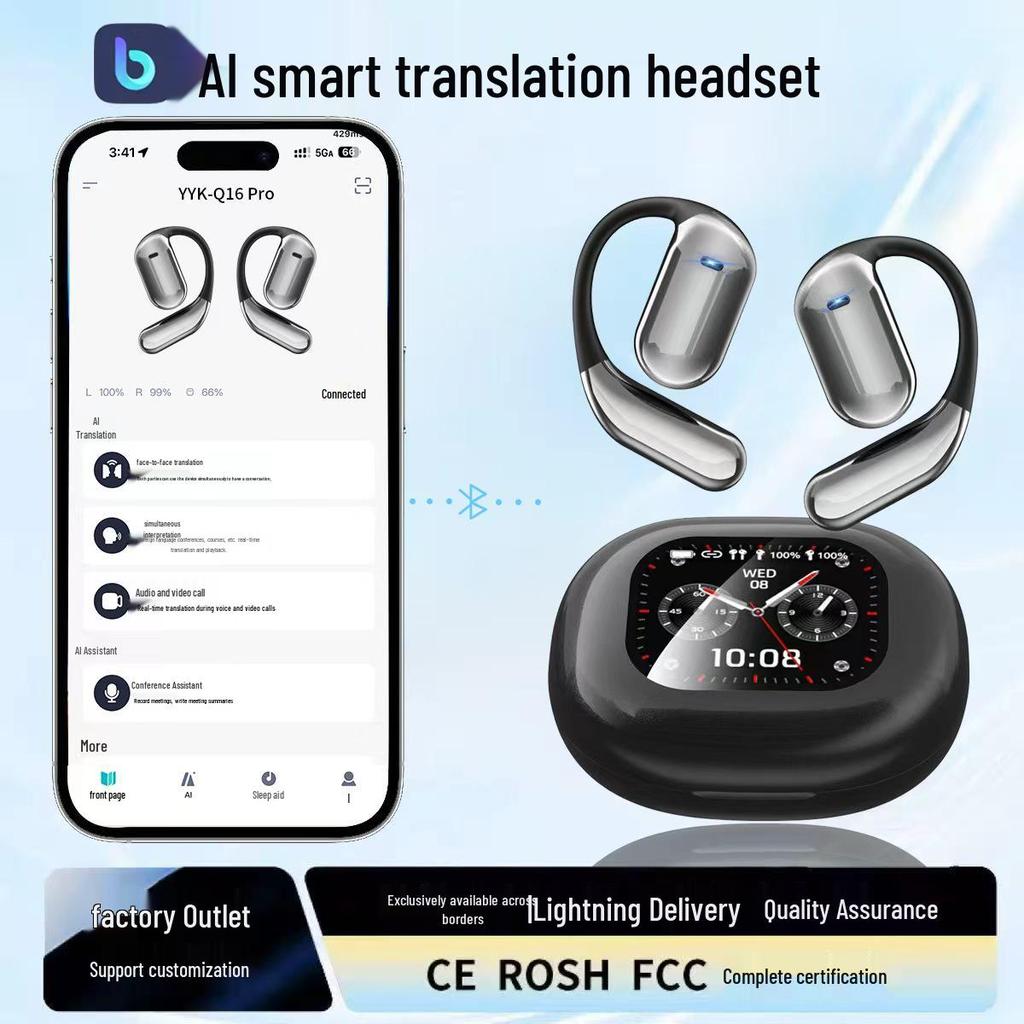 Popular Bluetooth Smart AI Open-Ear Sport Headphones with LCD Color Screen