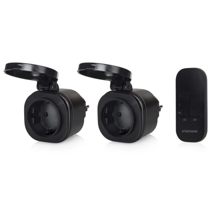 Smartwares Set De Mini Interrupteur D'extérieur 7,2x7,6x1,4 Cm Noir