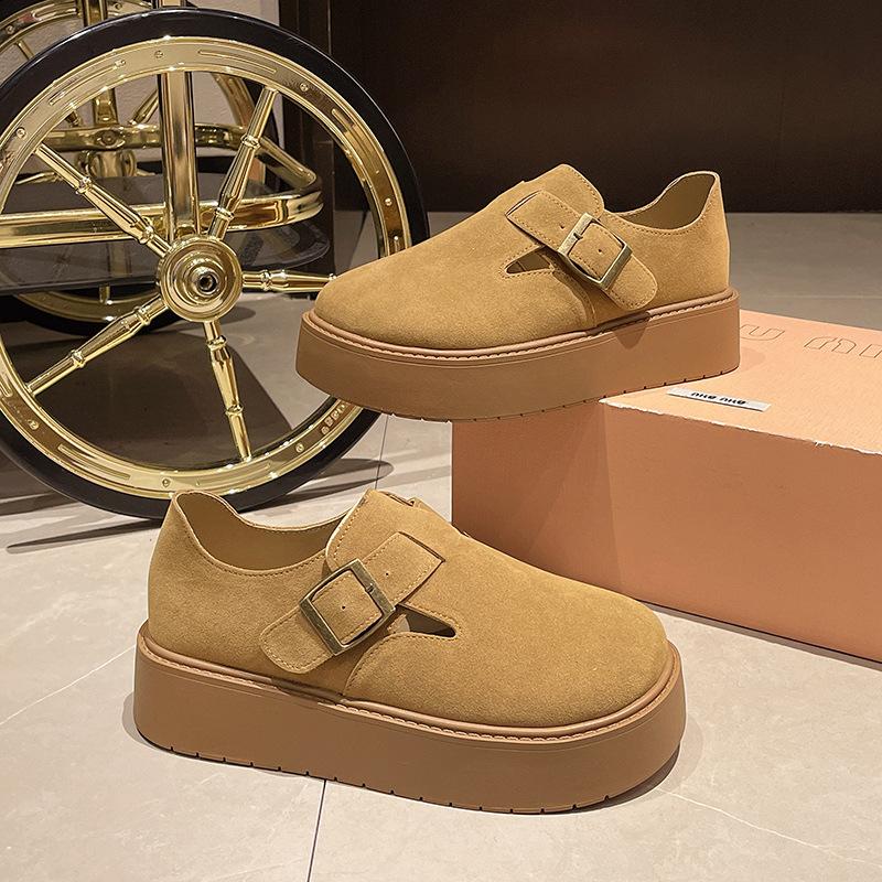 

901 женские лоферы на толстой подошве-маффине, с одним ремешком, всеохватывающие ленивые туфли-бини, обувь бокен 40