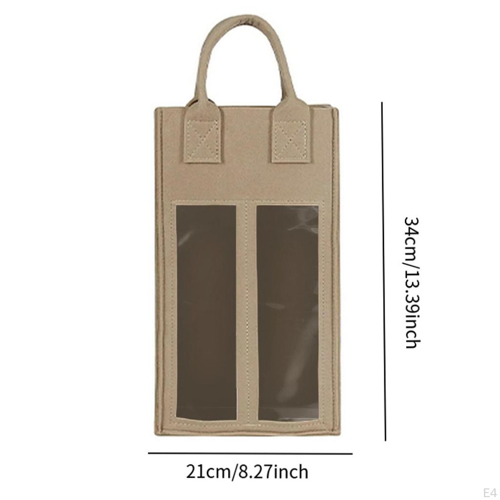 2 Bottles Wine Gift Bag Bottle Felt Tote for Valentines Wedding Birthday