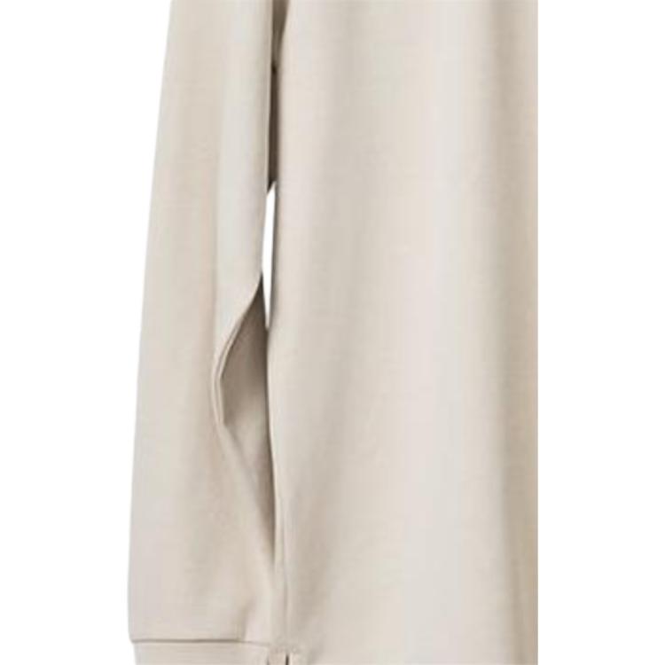 Uniqlo SS24 U Series Solid Color Basic Blended Crew Neck Long Sleeve T-Shirt Men Tops Light-Beige 465193-30