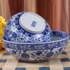 Blue and White Porcelain Large Ceramic Soup & Noodle Bowl