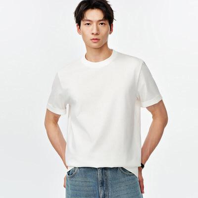 Herren T-Shirt mit kurzen Ärmeln, lockere Passform, Seidenmischung