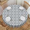 Cool Grey Fleur De Lis and Diamond Pattern Round Tablecloths 60 Inches Lily Floral Table Cover for Parties Table Cloth