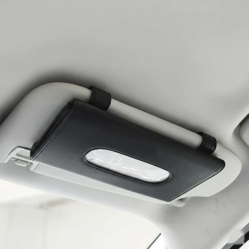 

PU Leather Car Tissue Box Holder Visor Napkin Case Backseat Door Hanging Towel Paper Facial Tissues Organizer for Vehicle чёрный