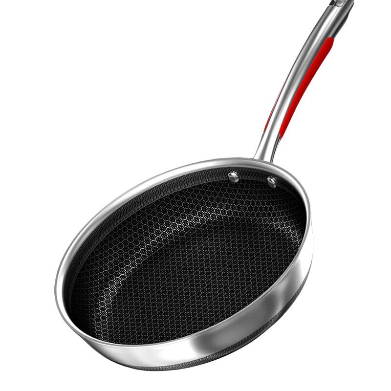 Kangbach 316L Stainless Steel Double-Sided Honeycomb Wok Frying Pan