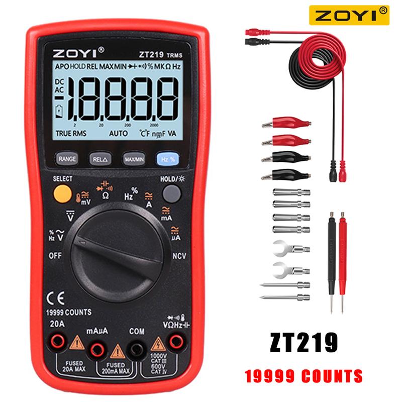 ZOYI ZT219 Digital multimeter 19999 Counts True RMS automotive electrical Transistor Capacitor NCV tester Professional meter
