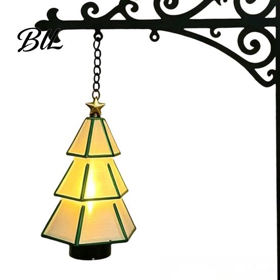 Warm Glow Night Light Christmas Tree Bookshelf Lantern, Vintage Iron Wall Hanging Decor, LED Battery Operated Bookend Ornament, Rustic Art for