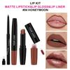 Three-in-One Matte Lipstick Set: Lipstick, Lip Liner, and Moisturizing Lip Gloss