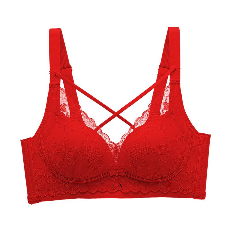 Thin hole cup, lace, comfortable chest, no steel ring, closed pair of breasts, bra cover gathered and adjusted