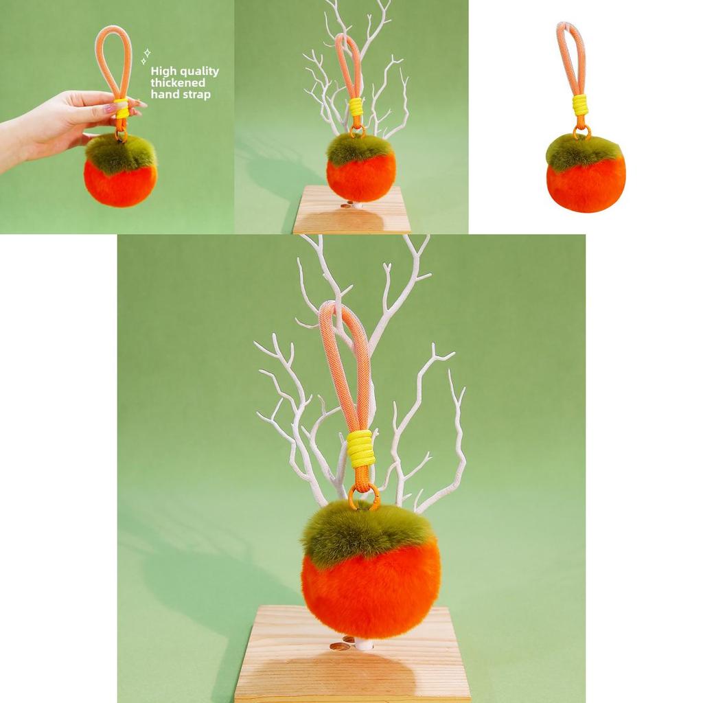 Plush Car Keychain With Cute Persimmon Squirrel Rabbit Design For Gift And Collection