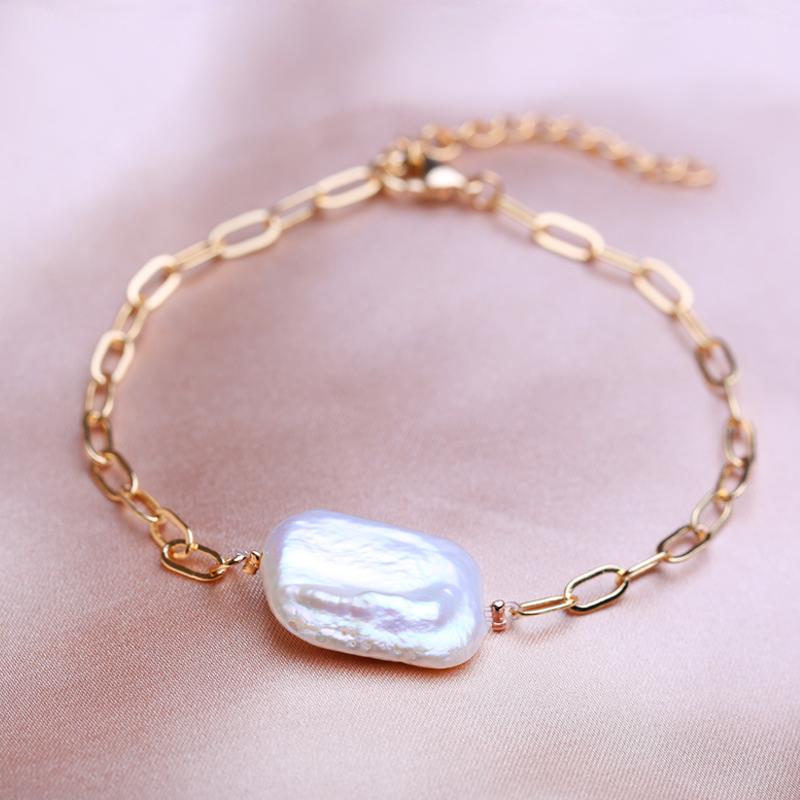 

KNIKOO Новая мода жемчужный браслет с безопасной застежкой для девочек и женщин, легкие браслеты с темпераментом золотой