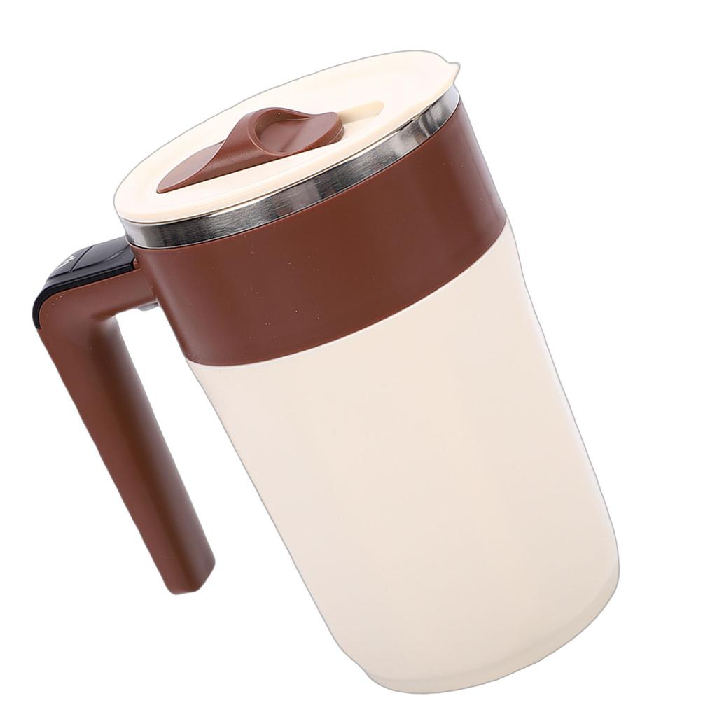   Self Stirring Coffee Mug with Temperature Display Rechargeable Automatic Magnetic Stirring Cup for   Travel Stainless Steel Beige Brown  