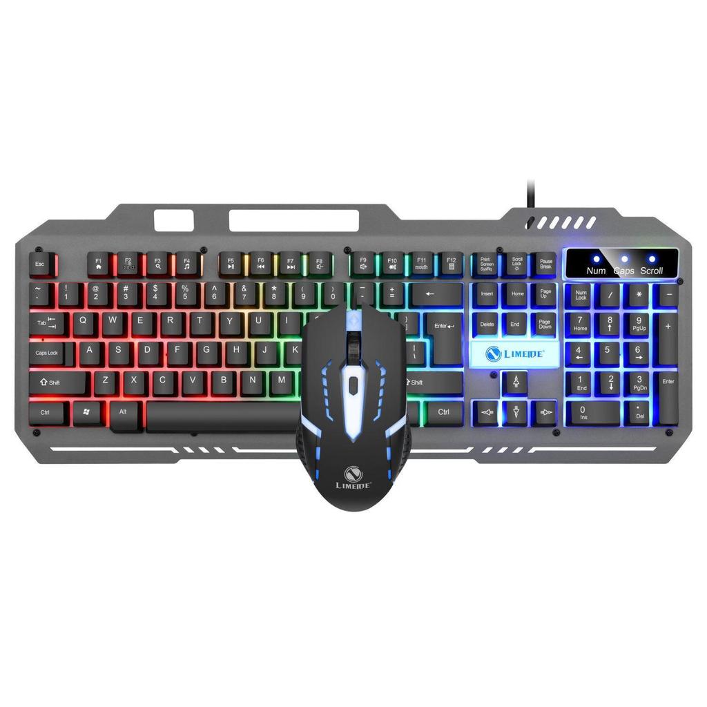 Metal Gaming Keyboard & Mouse Set with Mechanical Feel & Floating Keys
