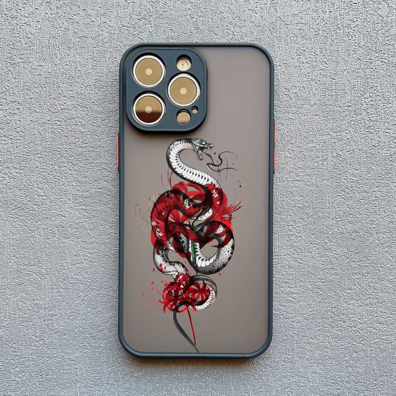 Creative Simple Style Snake Flower Phone Case for Iphone 15 14 16 Pro Max 11 12 13 Mini Pro Max X XR XS 7 8 Plus Shockproof Case