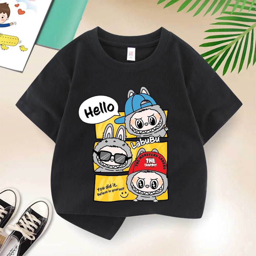 

Детская повседневная хлопковая футболка с мультяшной аниме-графикой, удобная одежда 110