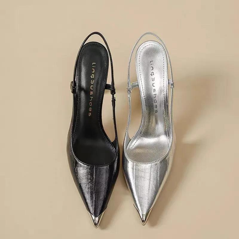 Fashion Summer Women High Heels Sandals Pointed Toe Shoes Sexy Slingback Shoes Women 2025 Trend Designer Dress Sandals Sandalias Mujer