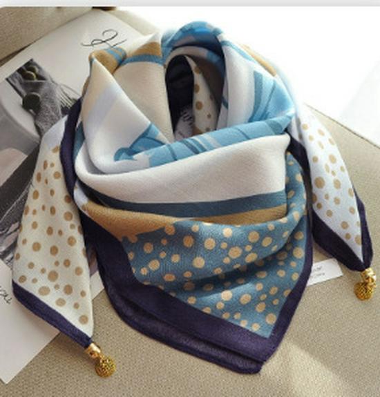 Chic Autumn/Winter Silk Scarf with Magnetic Golden Ball Clasp – Korean Style Neck Warmer