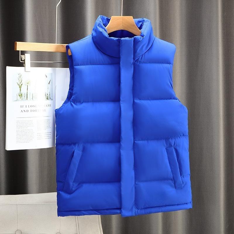Gilet di Cotone Piumino da Uomo Autunno e Inverno Giacca Plus Velluto Ispessito Gilet Tinta Unita Collo Alto