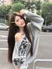 American Spicy Girl Letter Print Long-Sleeve Off-Shoulder Hoodie - Early Autumn Design, Trendy and Loose Fit