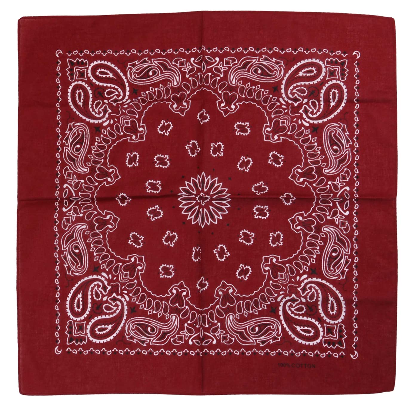 Trifong Bandana Red Men s Paisley Adults Handkerchief 100% Cotton Cashew Pattern Unisex 55cm x 55cm Wine Red