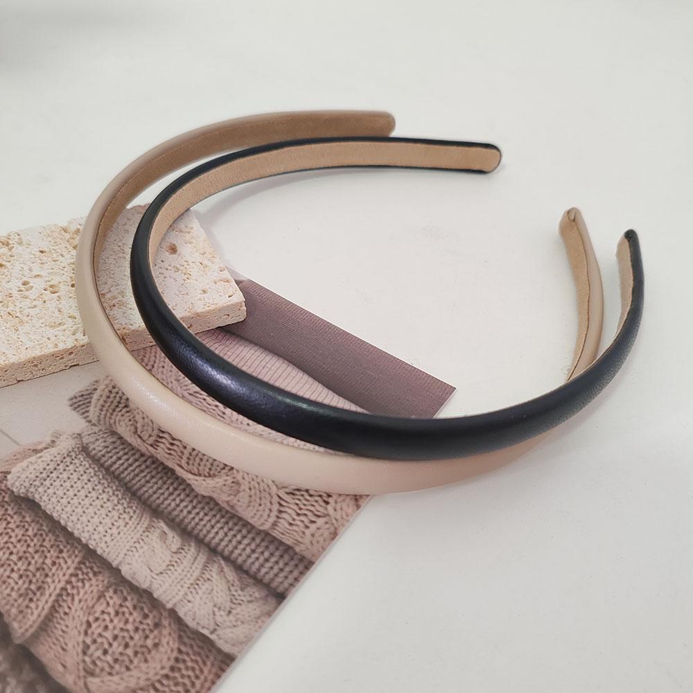 2pc Fashion PU Solid Bezel Headwear Women Headband Girls Vintage Hair Bands Hairband Hoop for Holiday Party Hair Accessories