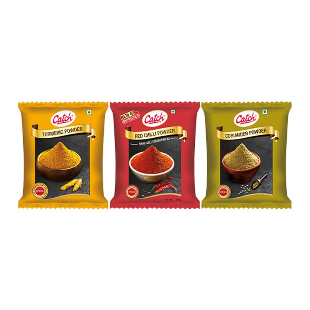 Catch Turmeric Powder 200 GMS + Coriander Powder 200 GMS + Red Chilli Powder 200 GMS - Spice/Masala Combo