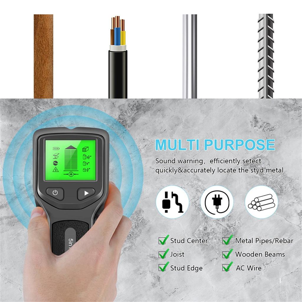 5in1 Handheld Wall Scanner Metal Wood Wire Cable Detector Multifunctional Stud Finder for Construction and DIY Projects