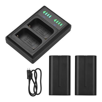 Andoer NP-F550 Caricabatterie intelligente USB e kit batteria 1 pz Caricabatterie per fotocamera a due canali +