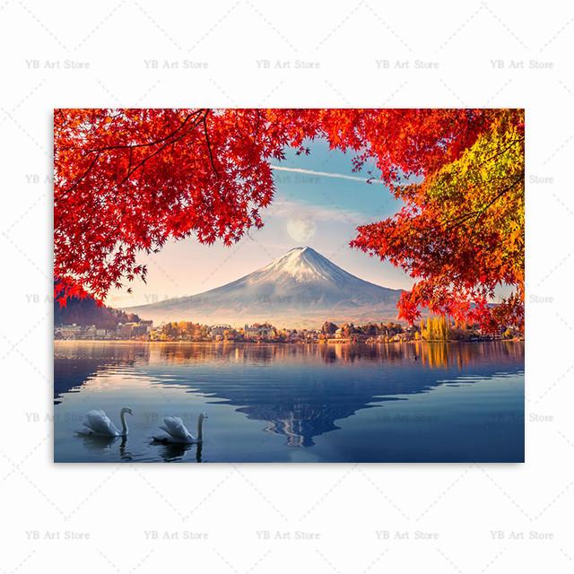 Japan Fuji Mountain Landscape Travel Poster Room Decor Decorative Prints Wall Painting Canvas Painting Living Room Decoration