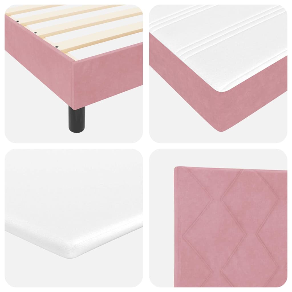 Box Spring Bed with Mattress and Headboard Pink 180 x 200 cm Velvet