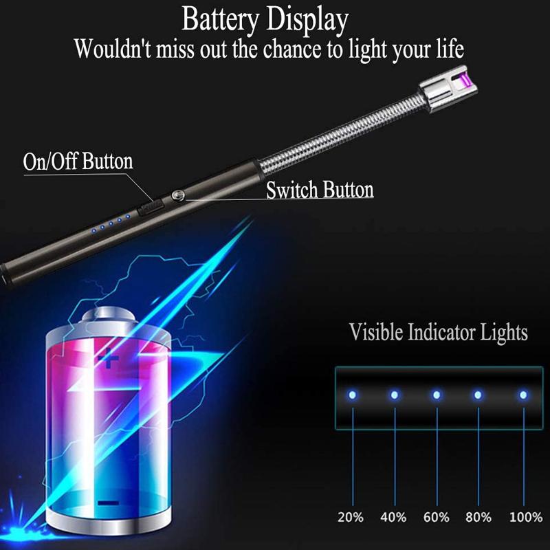 BBQ Candle Kitchen Portable Rechargeable USB Long Flexible Flameless Windproof Electric/ARC Lighter