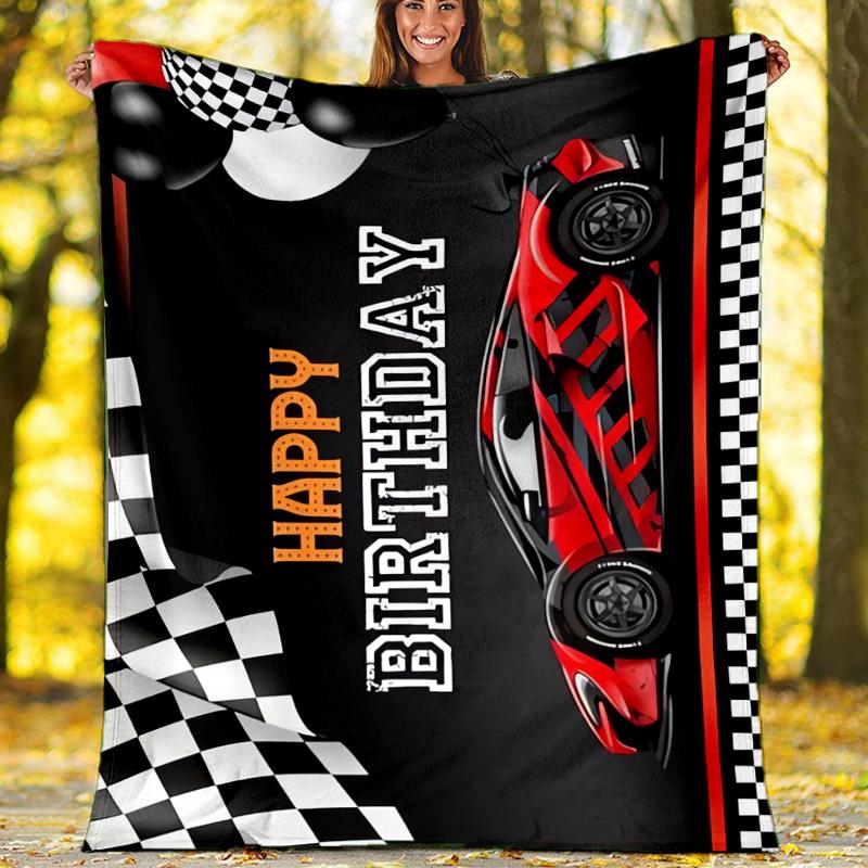 Racing Theme Printed Blanket - Perfect for Couch, Bed, Travel & Outdoor Use | Machine Washable, Cozy & Durable.
