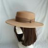 Foreign Trade Wide-Brimmed French Women'S Autumn And Winter Camel Wool Woolen Flat-Top Top Top Hat Panama British Retro Flat-Brimmed Felt Hat