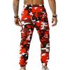Men Sweatpants Camouflage Drawstring Elastic Waist Multi Pockets Streetwear Loose Ankle Tied Cargo Pants for Training Running Fitness