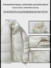 Men's Winter Warm White Duck Down Jacket - Thick, Casual, Stand Collar, Solid Color