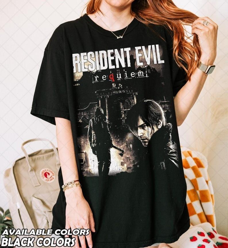 

Resident Evil Requiem Винтажная Потертая Футболка для Фанатов Леона Кеннеди Подарок Унисекс Футболка XL