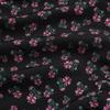 Sommer Herbst Blumendruck Kurzes Kleid A-Linie Damen Lässig Quadratischer Kragen Kurzarm Hohe Taille Schlank Essbarer Baumpilz Raffung S-XL
