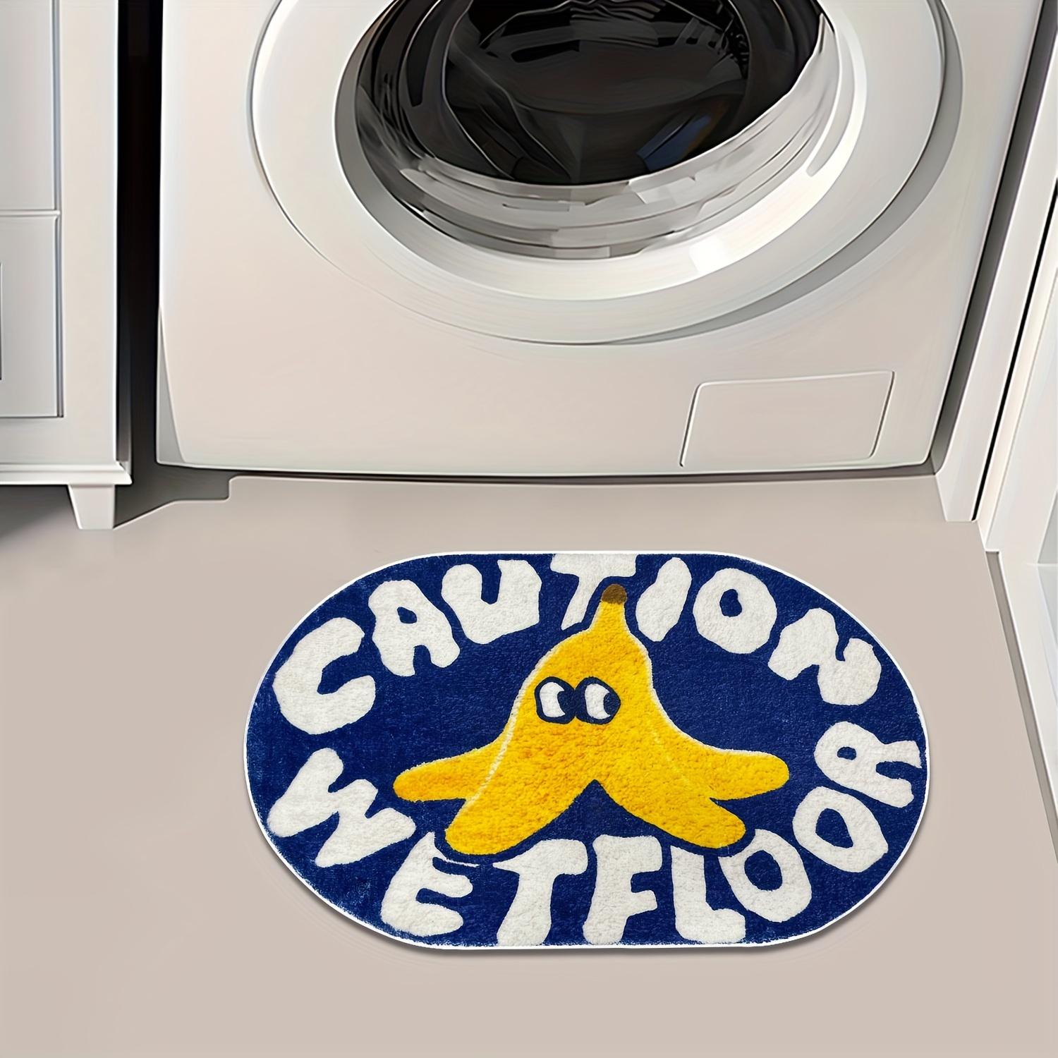 

Cute Blue Bathroom Absorbent Mats Caution Wet Floor Doormats Rug For Bedroom Living Room Carpet Decorative Carpet 50X80CM (1.6X2.6FT