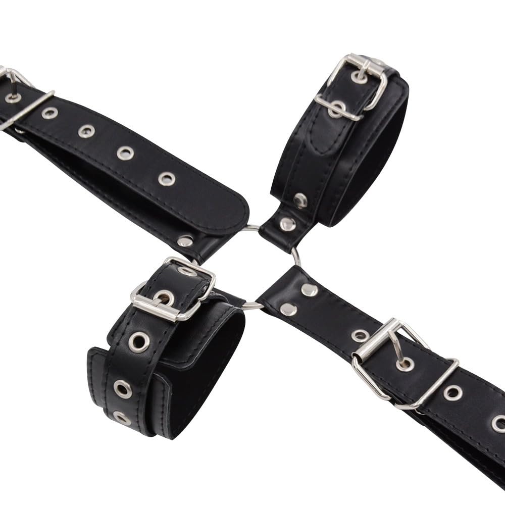 Adjustable Black SM Hand and Foot SM Doggy Shackles Back-to-Back Restraints, Restraints, Restraints, Belt, Style, Restraints, (Black)
