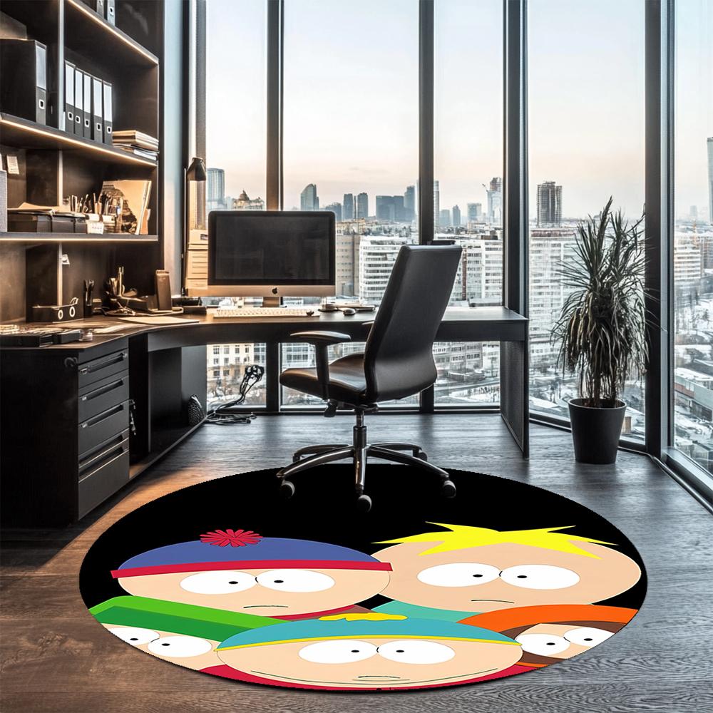 South Park Printed Round Rug Carpet Chair Rug Area Rug Entryway Doormats,for Office Chair Living Room Bedroom Kitchen Room.