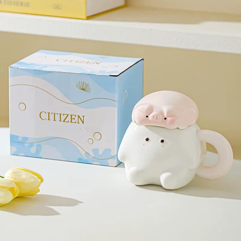 Cute cute ceramic mug birthday gift girl student souvenir couple pair cup ceramic cup with lid