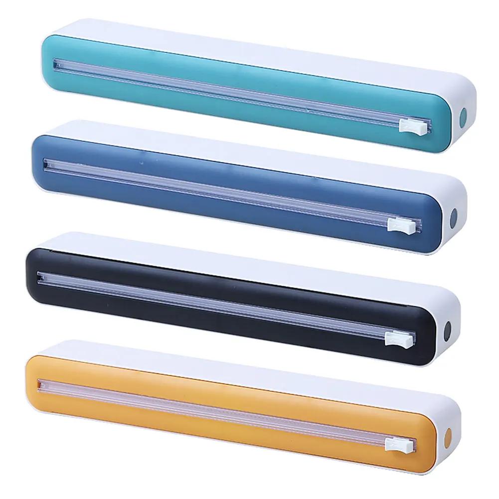 Foil and Plastic Wrap Organizer Refillable Food Cling Film Dispenser Tin Aluminum Foil Dispenser Film Cutter Kitchen Accessories