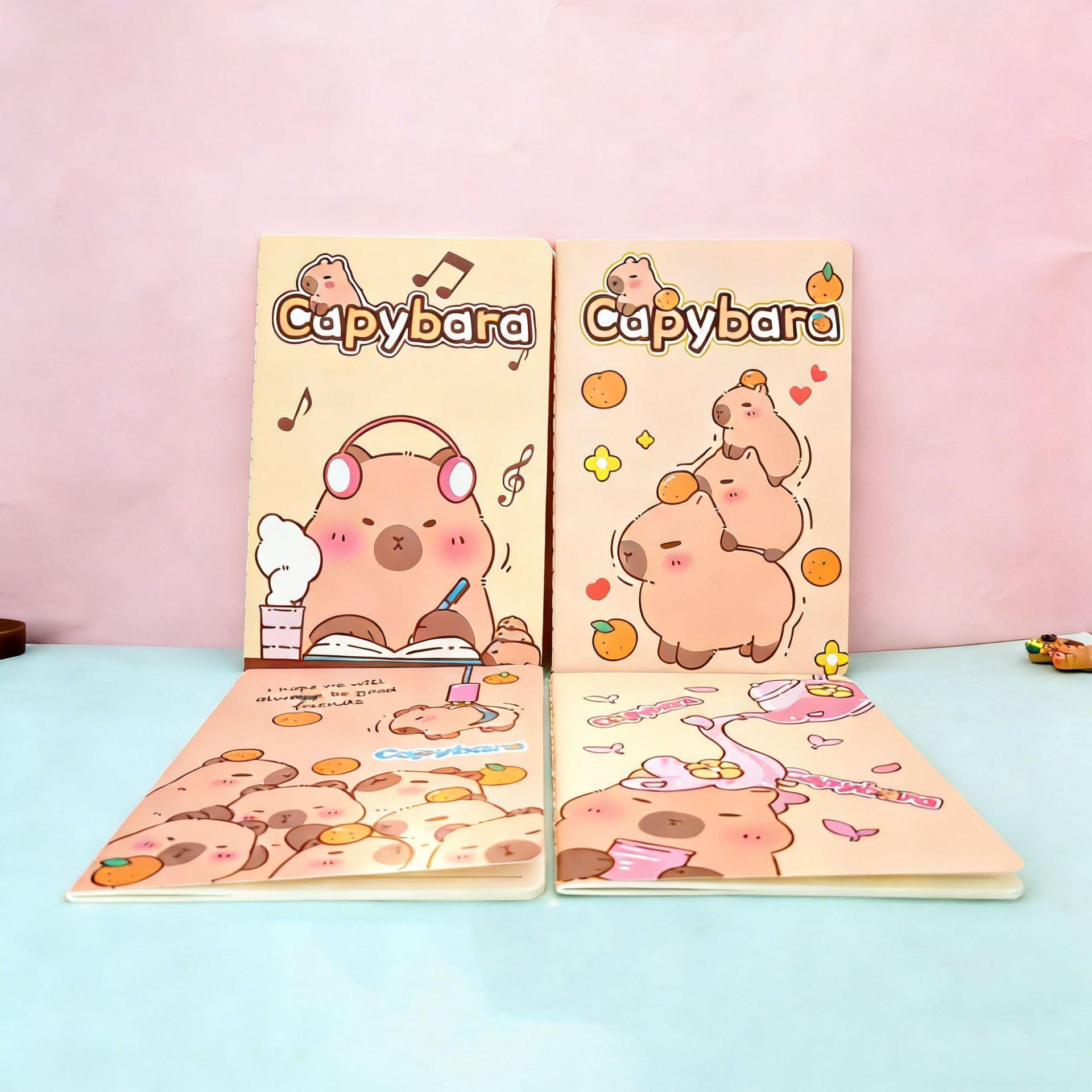 Capybara A5 Stitch-Bound Notebook: Cute Cartoon Diary for Elementary School Girls