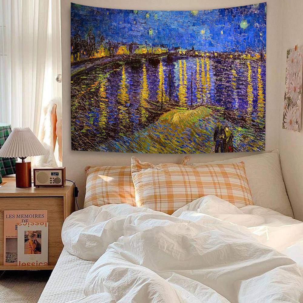 Van Gogh Paintings Printed Large Wall Tapestry Art Science Fiction Room Home Decor Decor Blanket