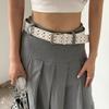 Wide Side PU Leather Star Hole Women Waist Belts Y2K Style Belts Korean Waistbands Men Waist Belts